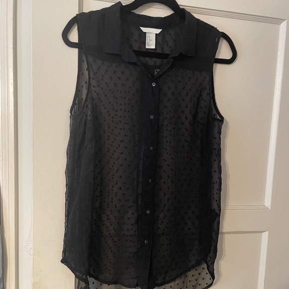 H&M Tops Womens Black Sleeveless Sheer Blouse Large Poshmark